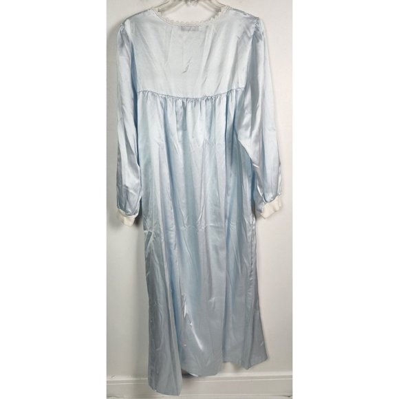 Vtg. Christian Dior Women's Sz. S Light Blue Long Sleeve Nigh Gown - Picture 6 of 7